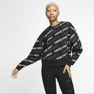 Large Nike Pro Fleece Crew Sweatshirt In Black